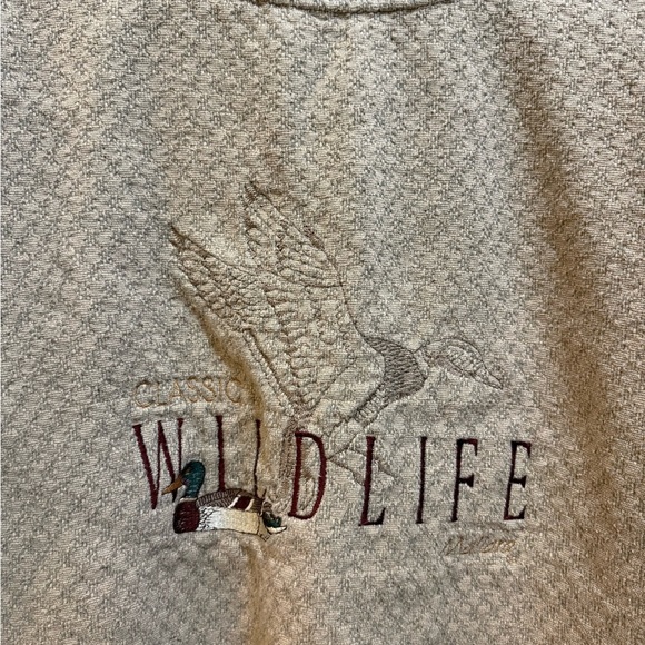 Vintage Boundry Line Embroidered Duck Mallory Crew Neck Sweatshirt Large Tan - Picture 2 of 10